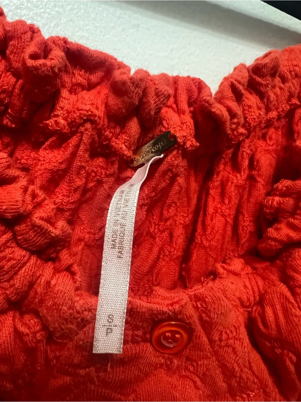 Free People Ladybug Long Sleeve Top Red Cropped Button Front Size Small